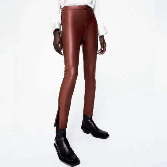 ZARA LEATHER LEGGINGS - Picture 6 of 10